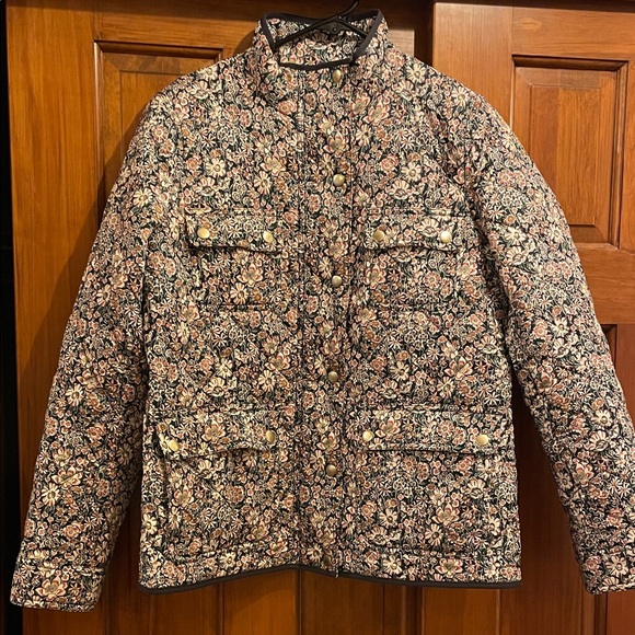 J. Crew Jackets & Blazers - J. Crew Navy Blue and Pink Liberty Floral Field Jacket with smart Navy Piping. M